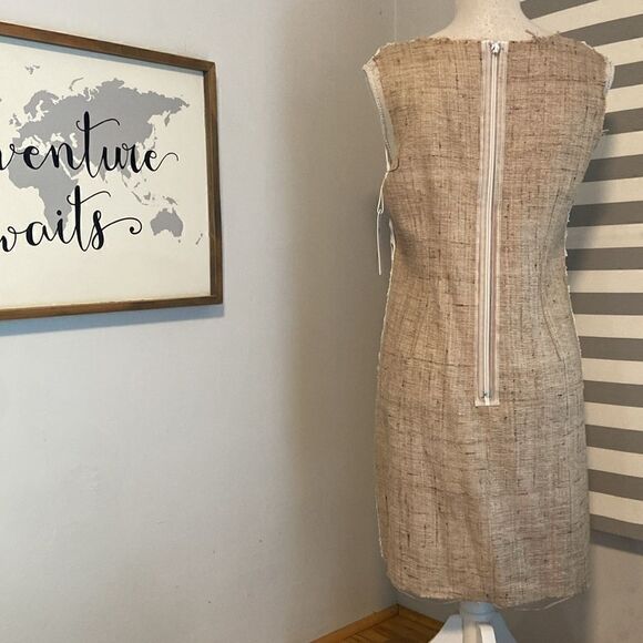 Tracy Reese White & Taupe Eyelet Lace Front Sleeveless Midi Dress Size Small NEW - Picture 5 of 10